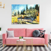 Van Gogh - Orchard Omringd door Cypresses Canvas Afdruk (Insitu (Woonkamer))
