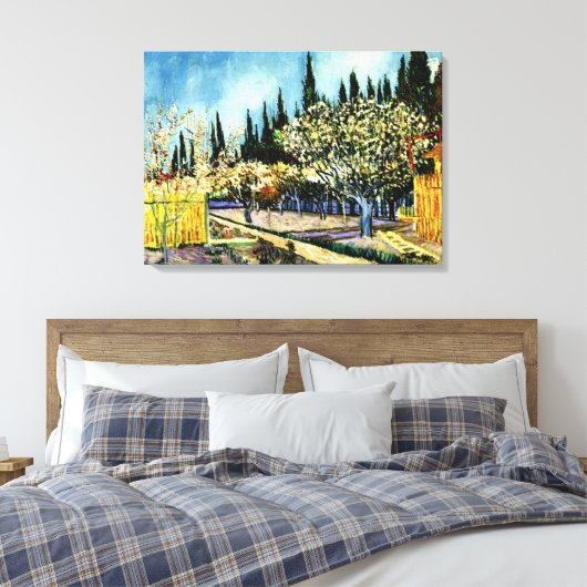 Van Gogh - Orchard Omringd door Cypresses Canvas Afdruk (Insitu (Slaapkamer))