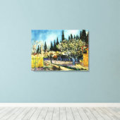 Van Gogh - Orchard Omringd door Cypresses Canvas Afdruk (Insitu (Houten vloer))