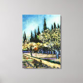 Van Gogh - Orchard Omringd door Cypresses Canvas Afdruk (Voorkant)