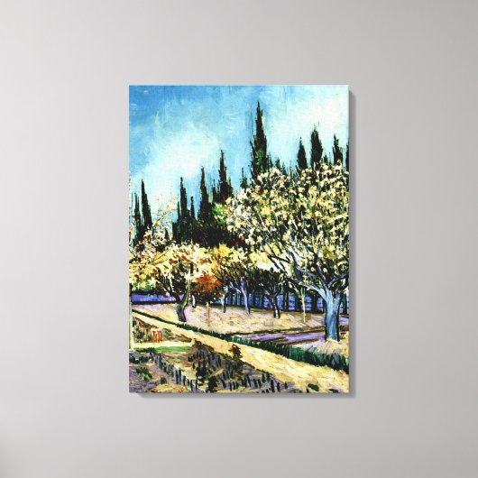 Van Gogh - Orchard Omringd door Cypresses Canvas Afdruk (Voorkant)