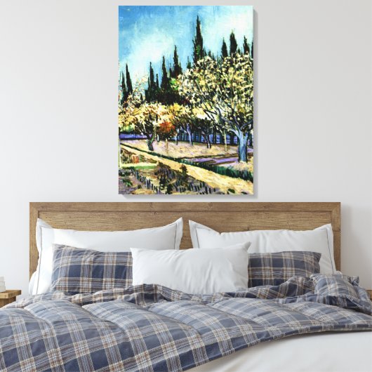 Van Gogh - Orchard Omringd door Cypresses Canvas Afdruk (Insitu (Slaapkamer))