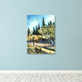 Van Gogh - Orchard Omringd door Cypresses Canvas Afdruk (Insitu (Houten vloer))