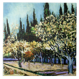 Van Gogh - Orchard Omringd door Cypresses Tegeltje