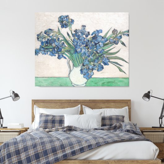 Van Gogh Paarse Irises Vase Floral Painting Canvas Afdruk (Insitu (Slaapkamer))
