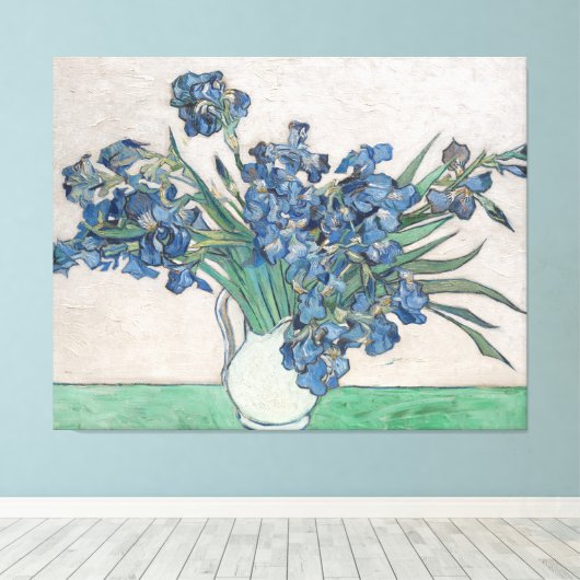 Van Gogh Paarse Irises Vase Floral Painting Canvas Afdruk (Insitu (Houten vloer))