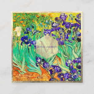 Van Gogh Paarse Irissen bij St. Remy Vierkante Visitekaartje
