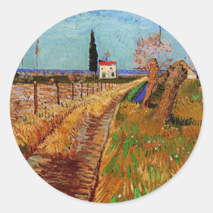 Van Gogh - Pad door een veld Ronde Sticker