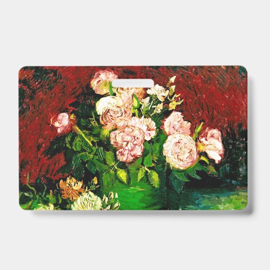 Van Gogh Peonies en Rozen Badge (Voorzijde)