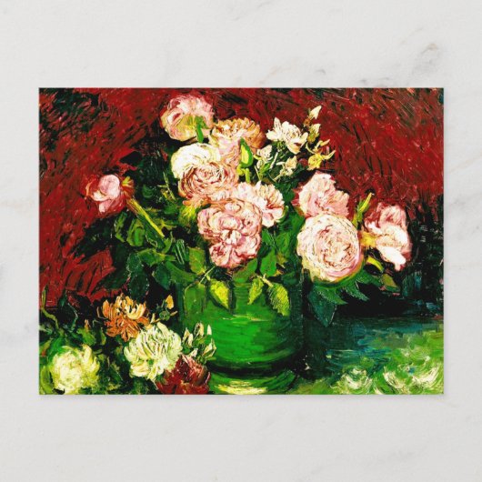 Van Gogh Peonies en Rozen Briefkaart (Voorkant)