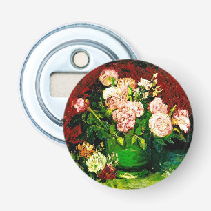 Van Gogh Peonies en Rozen Button Flesopener