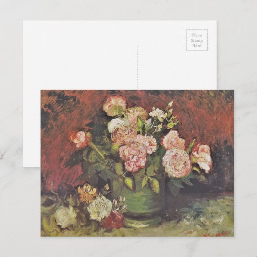 Van Gogh Peonies en Rozen Floral Art GalleryHD Briefkaart (Voorkant / Achterkant)