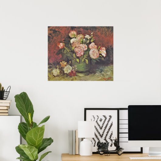 Van Gogh Peonies en Rozen Floral Art GalleryHD Poster (Thuiskantoor)