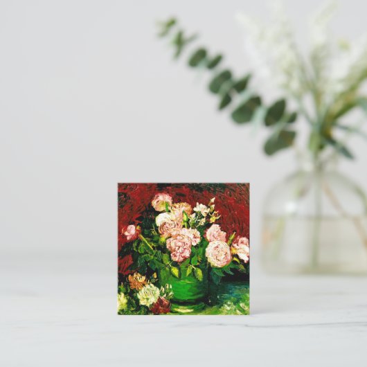 Van Gogh Peonies en Rozen Informatiekaartje (Staand voorkant)