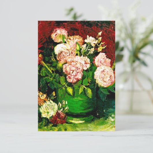 Van Gogh Peonies en Rozen Informatiekaartje (Staand voorkant)
