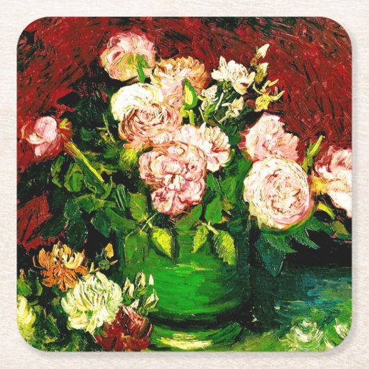 Van Gogh Peonies en Rozen Kartonnen Onderzetters (Voorkant)