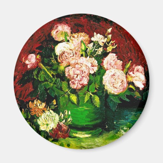 Van Gogh Peonies en Rozen Magneet (Voorkant)