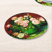 Van Gogh Peonies en Rozen Ronde Kartonnen Onderzetter (Gebogen)