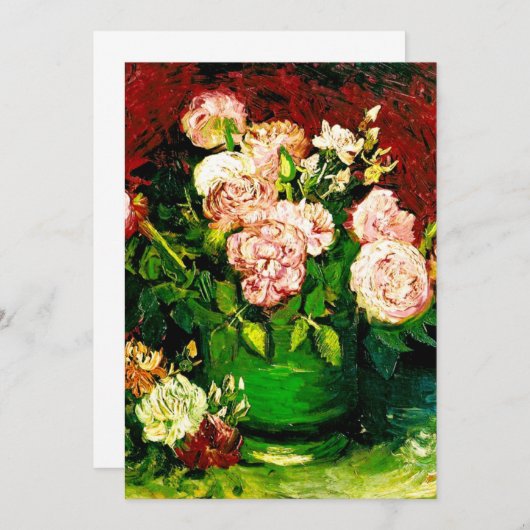Van Gogh Peonies en Rozen Save The Date (Voorkant / Achterkant)