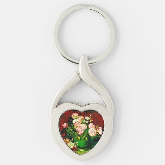 Van Gogh Peonies en Rozen Sleutelhanger (Voorkant)