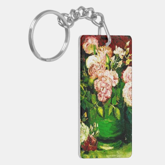 Van Gogh Peonies en Rozen Sleutelhanger (Voorkant Links)