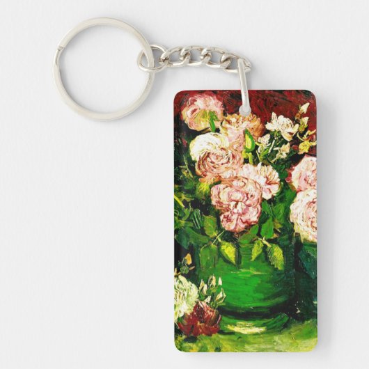 Van Gogh Peonies en Rozen Sleutelhanger (Voorkant)