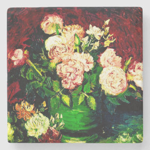 Van Gogh Peonies en Rozen Stenen Onderzetter