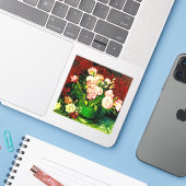 Van Gogh Peonies en Rozen Sticker (Laptop met iPhone)