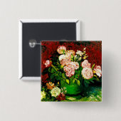 Van Gogh Peonies en Rozen Vierkante Button 5,1 Cm (Voorkant /achterkant)