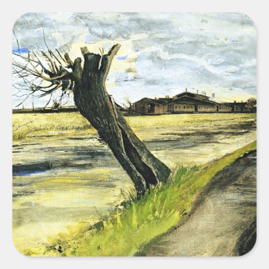 Van Gogh - Pollard Willow Vierkante Sticker (Voorkant)