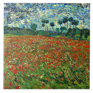 Van Gogh - Poppy Field, beroemd schilderij, Tegeltje