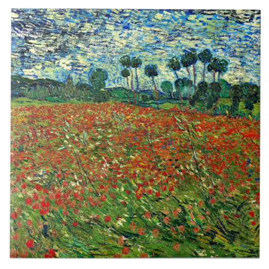 Van Gogh - Poppy Field, beroemd schilderij, Tegeltje (Voorkant)
