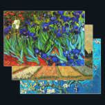 Van Gogh populaire schilderijen, drie Inpakpapier Vel<br><div class="desc">Bloembedden in Nederland,  geliefd schilderij van Vincent van Gogh,  Irises en Almond Blossom</div>