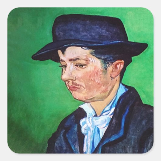 Van Gogh Portrait van Armand Roulin Vierkante Sticker (Voorkant)