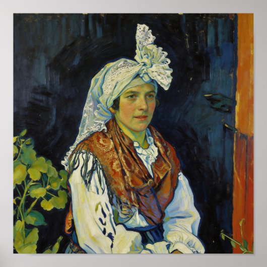 Van Gogh Portret van Boerin Poster (Voorkant)