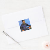 Van Gogh, Portret van de postbode Joseph Roulin Vierkante Sticker (Envelop)