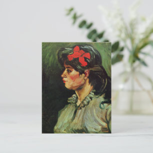 Van Gogh - Portret van een vrouw met rood lint Briefkaart