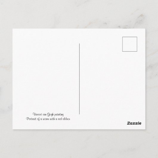 Van Gogh - Portret van een vrouw met rood lint Briefkaart (Achterkant)