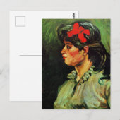 Van Gogh - Portret van een vrouw met rood lint Briefkaart (Voorkant / Achterkant)