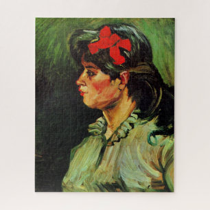 Van Gogh - Portret van een vrouw met rood lint Legpuzzel