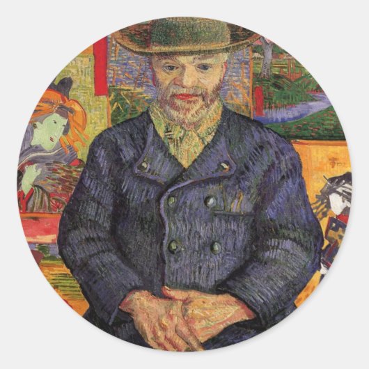 Van Gogh, portret van Père Tanguy, kunst Ronde Sticker (Voorkant)