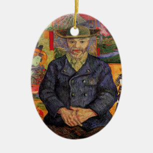 Van Gogh, Portret van Père Tanguy, Vintage Kunst Keramisch Ornament
