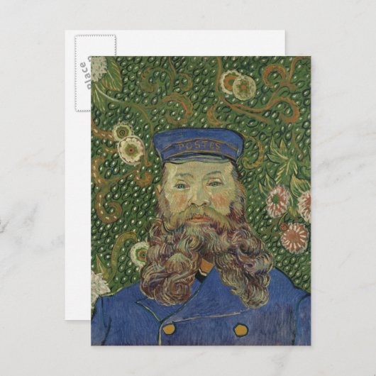 Van Gogh | Portret van Postman Joseph Roulin II Aankondigingskaart (Voorkant / Achterkant)
