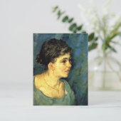 Van Gogh, portret van vrouw in blauw,  kunst Briefkaart (Staand voorkant)