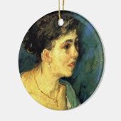 Van Gogh, portret van vrouw in blauw,  kunst Keramisch Ornament (Links)