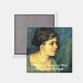 Van Gogh, portret van vrouw in blauw,  kunst Magneet (Voorkant / Achterkant)