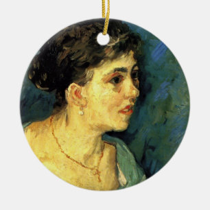 Van Gogh, Portret van vrouw in het blauw, Vintage Keramisch Ornament