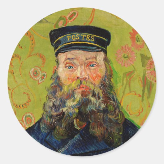 Van Gogh Postman. Portret impressionisme kunst Ronde Sticker (Voorkant)