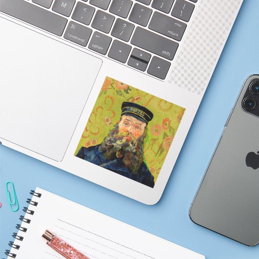 Van Gogh Postman. Portret impressionisme kunst Sticker (Laptop met iPhone)
