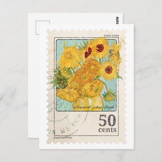  Van Gogh postzegel Briefkaart (Voorkant / Achterkant)